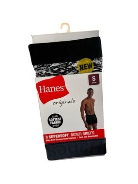 Hanes Originals Men Boxer Briefs 3 Pack Size S Small 28-30" Supersoft Viscose